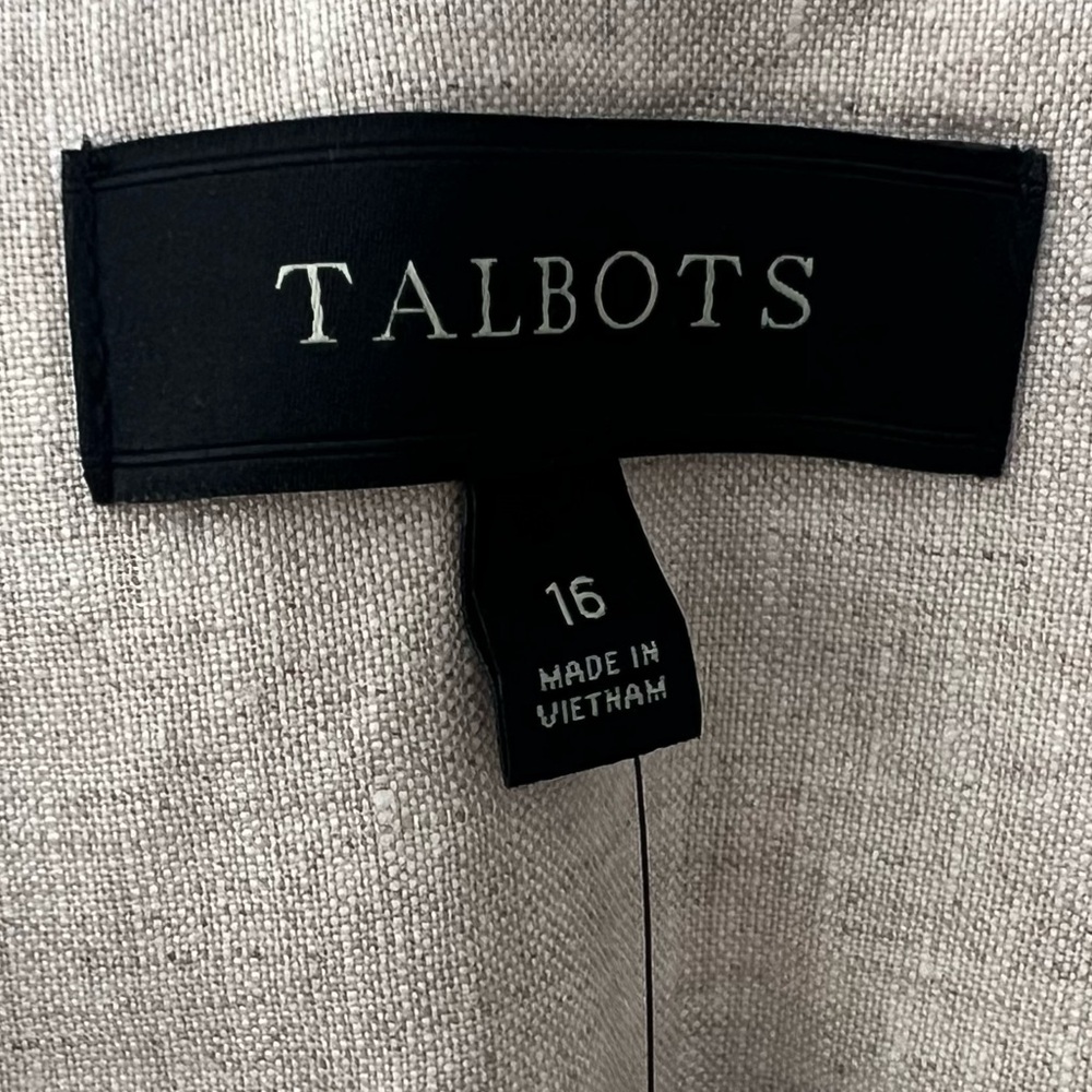 Talbots Linen Blazer Light Beige Classic Neutral One Button Women’s Size 16 - Picture 8 of 16